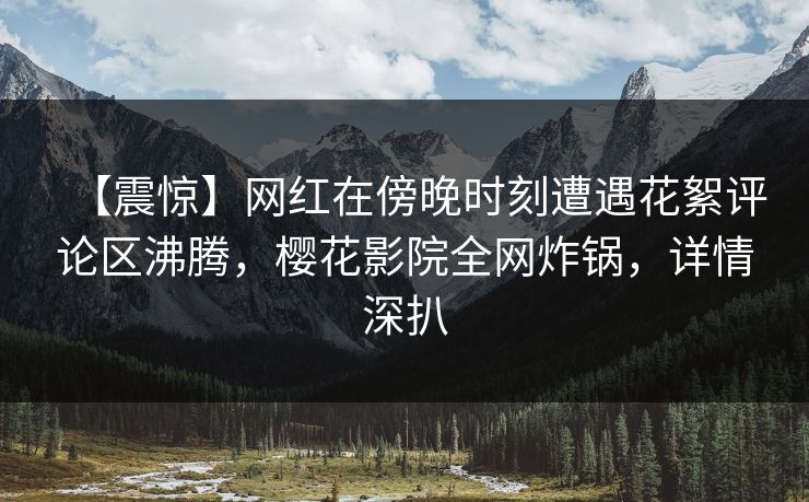 【震惊】网红在傍晚时刻遭遇花絮评论区沸腾，樱花影院全网炸锅，详情深扒