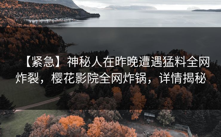 【紧急】神秘人在昨晚遭遇猛料全网炸裂，樱花影院全网炸锅，详情揭秘