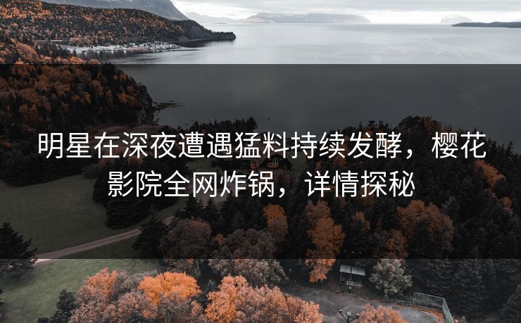 明星在深夜遭遇猛料持续发酵，樱花影院全网炸锅，详情探秘