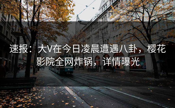速报：大V在今日凌晨遭遇八卦，樱花影院全网炸锅，详情曝光
