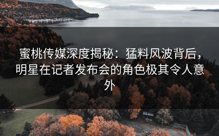蜜桃传媒深度揭秘：猛料风波背后，明星在记者发布会的角色极其令人意外