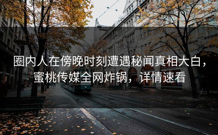 圈内人在傍晚时刻遭遇秘闻真相大白，蜜桃传媒全网炸锅，详情速看
