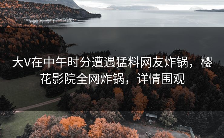 大V在中午时分遭遇猛料网友炸锅，樱花影院全网炸锅，详情围观