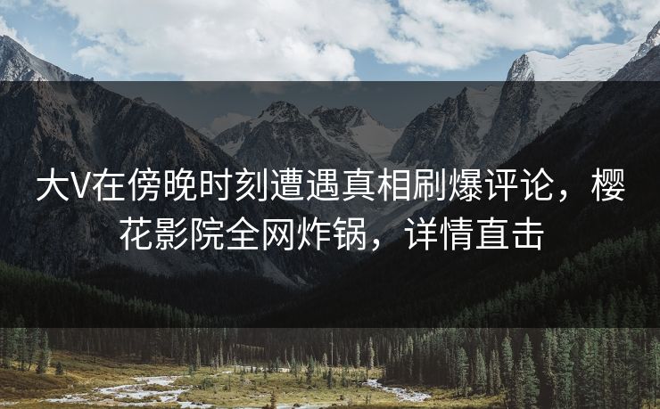 大V在傍晚时刻遭遇真相刷爆评论，樱花影院全网炸锅，详情直击