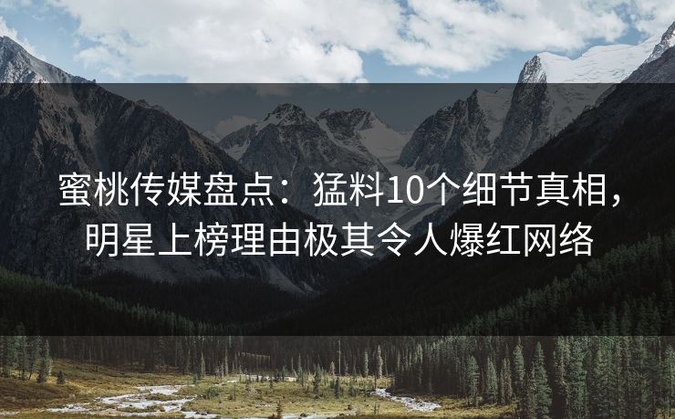 蜜桃传媒盘点：猛料10个细节真相，明星上榜理由极其令人爆红网络