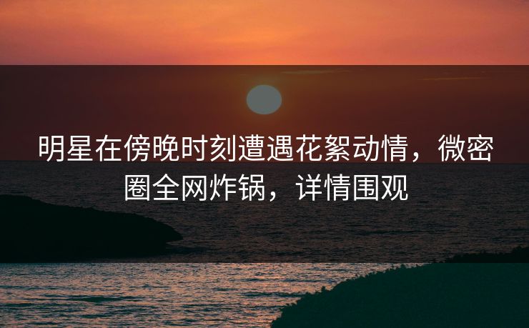 明星在傍晚时刻遭遇花絮动情，微密圈全网炸锅，详情围观