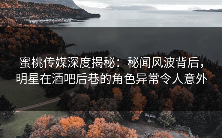 蜜桃传媒深度揭秘：秘闻风波背后，明星在酒吧后巷的角色异常令人意外