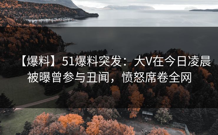 【爆料】51爆料突发：大V在今日凌晨被曝曾参与丑闻，愤怒席卷全网